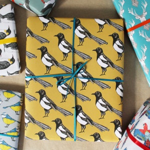 Yellow magpie wrapping paper - Wrapping Paper For Him - Luxury Wrapping Paper - Recyclable Wrapping Paper - Good Luck Gifts