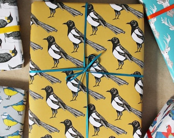 Inpakpapier Yellow Magpie, luxe recyclebare cadeauverpakking, junk-dagboekpapier