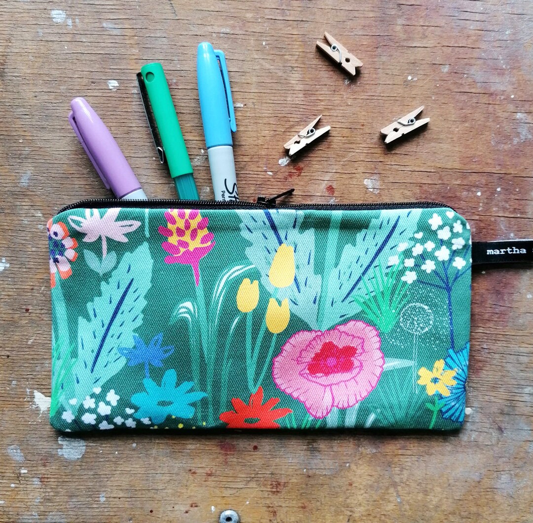 Wildflower Pencil Case Floral Pencil Case Botanical Cosmetics Bag Etsy