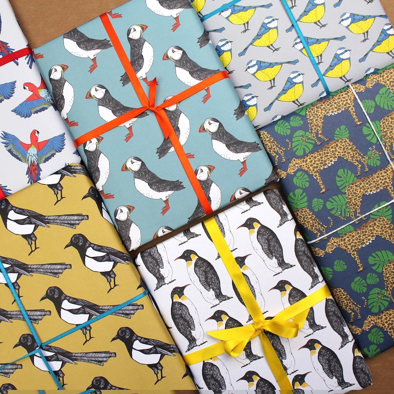 Wrapping paper set of six designs Birthday Wrapping Paper Recyclable Wrapping Paper image 8