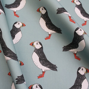 Puffin upholstery fabric available by the metre