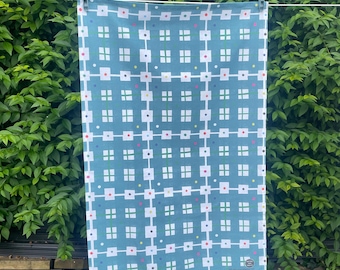 Walisische Geschirrtuch: Polka Dot Karo, 100% Baumwolle