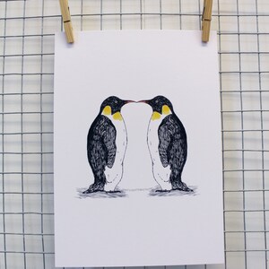 Penguin Print Wedding Anniversary Gift Love Print image 2