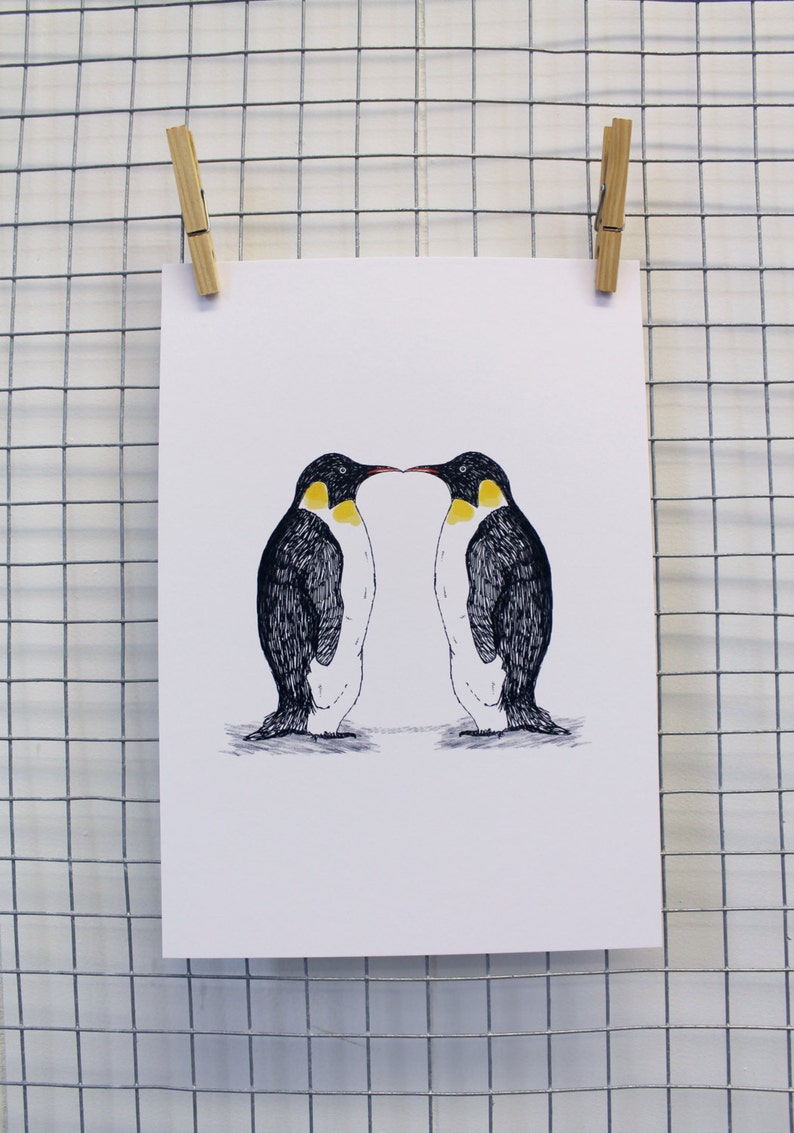 Penguin Print Wedding Anniversary Gift Love Print image 2