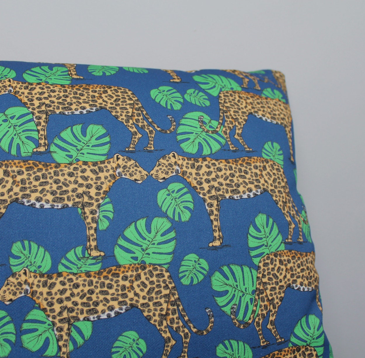 Leopard Print and Monstera Leaf Handmade Cushion. | Etsy