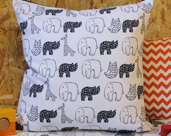 Monochrome Baby Animals Nursery Cushion - gender neutral baby shower gift