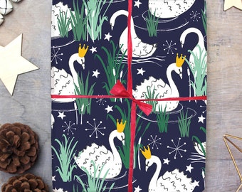 Swan Wrapping Paper - Recyclable Christmas Wrapping Paper - Recyclable Wrapping Paper - Swan Gifts