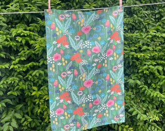 Wildblumen Wiese Geschirrtuch: British Floral Kitchen Decor