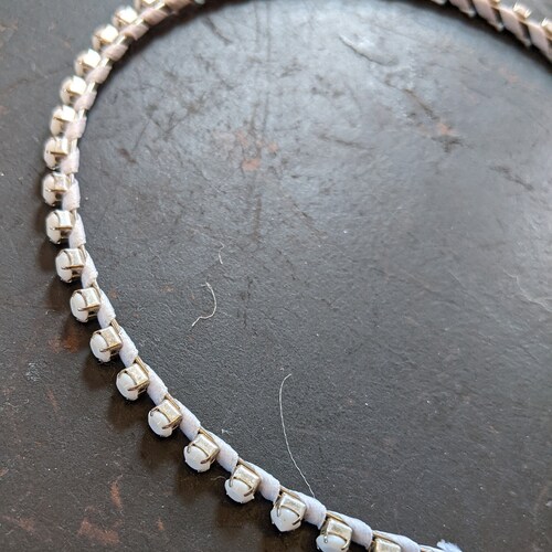 Dainty White Rhinestone And Ribbon Headband main image 1