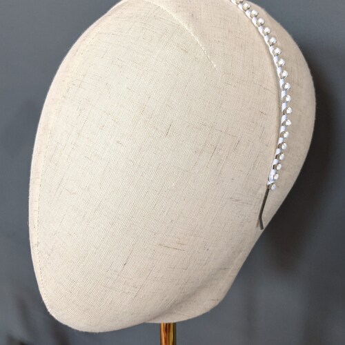 Dainty White Rhinestone And Ribbon Headband main image 2