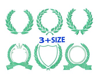 Laurel Wreath frame embroidery design bundle - Crest Monogram machine embroidery design pattern-shield Badge embroidery file-instant pes dst