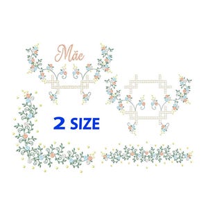 Floral Rose Wreath embroidery design bundle - Rose Comer machine embroidery design pattern - Rose Border embroidery file - instant download