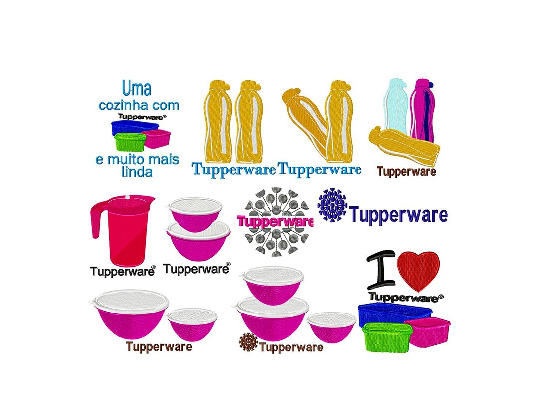 Tupperware Pattern Names Water Bottle Embroidery Design Bundle - Kitchen Machine Embroidery ...