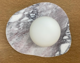 Viola Pebble Marble Wall Light – Organic Stone Wall Sconce, Arabescato Viola Marble Lamp, Sculptural Lighting