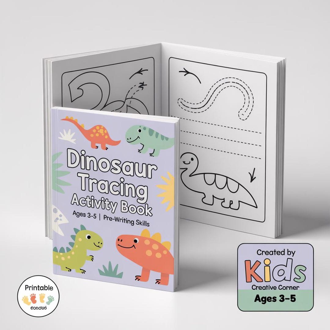 Dinosaur Tracing Activity Book – Prewriting Skills, Ages 3-5 (PDF ...