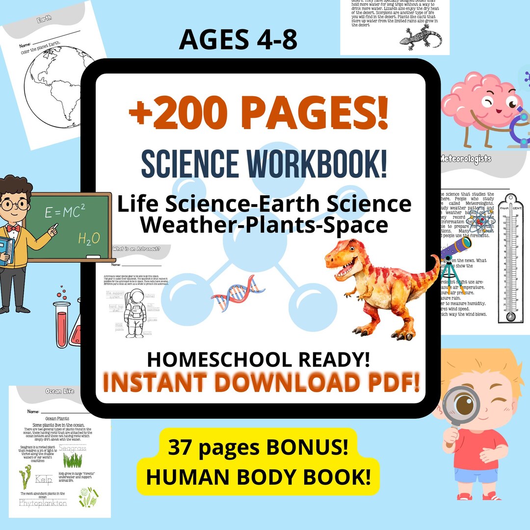 Science Workbook 237 Pages Printable STEM Activities Ages 4 8 FREE Science Workbook 237 Pages Printable STEM Activities Ages 4 8 FREE