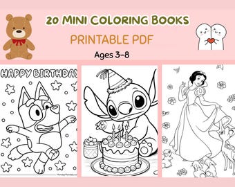 20 minikleurboeken voor kinderen, afdrukbare activiteitenbundel (pdf-download)