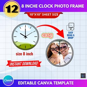 Editable 8-Inch Clock Frame Templates | Set of 12 (Digital Download)