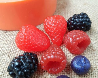 Berry Mix 3D Silicone Mold: For Candles, Soap, Plaster Casting. Flexible mold. Easy Demolding