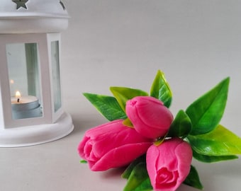 Tulip flowers (3pcs set) 3D mold Silicone Mold: Soap, Candle, Plaster Casting. Easy Demolding