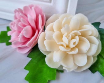 Peony flower (S,M,L size) 3D Silicone Mold: Soap, Candle, Plaster Casting. Easy Demolding