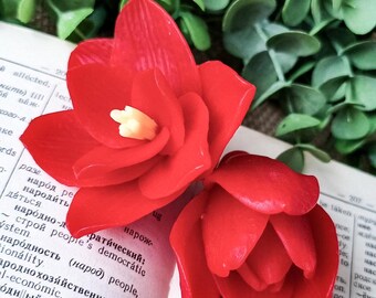 Amaryllis 2pcs SET (Flower & Bud) 3D Silicone Mold: Soap, Candle, Plaster Casting. Easy Demolding