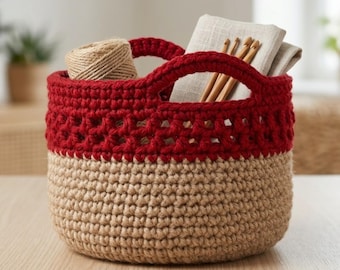 Custom Sizes Crochet Storage Basket Pattern, Easy Crochet Basket PDF, Beginner Pattern, Farmhouse Organizer Gift DIY, Instant Download,S,M,L