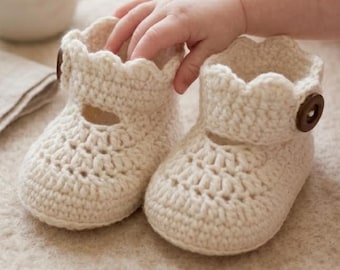 Crochet Baby Booties Pattern, 6-12 Month Infant Shoes, Milk Cotton Tutorial (PDF Download)