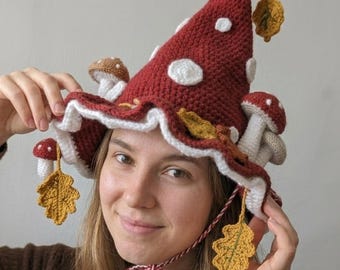 Halloween Witch Hat Crochet Pattern PDF, Cottagecore Crochet Hat, Woodland Fantasy Hat Pattern, Halloween Crochet Hat, Fairycore Cosplay