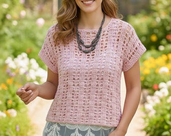 Molde para blusa de crochê oversized com renda | Blusa feminina de verão (molde em PDF)