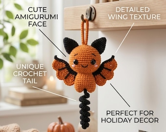 Amigurumi Bat Crochet Pattern PDF | Halloween Bat Keychain Tutorial | Cute Beginner Crochet Ornament | Fall Bat Plush Hanging Decor