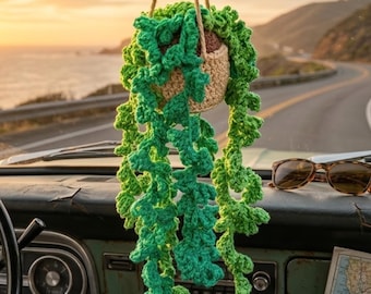 Crochet Hanging Succulent Car Charm | Donkey Tail Plant PDF Pattern (Digital Download)