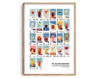 Cocktail Alphabet Print – Retro Mid-Century Bar Art