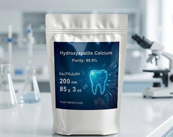 Hydroxyapatite Calcium Powder 3oz, Nano 200nm, Vegan-Friendly, Nano Hydroxyapatite Tooth Powder