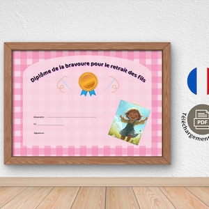 Stygnborttagningsdiplom - Certifikat för mod i medicinsk vård - Sutur- och läkningspris - Utskrivbar PDF - Flickigt rosa gingham