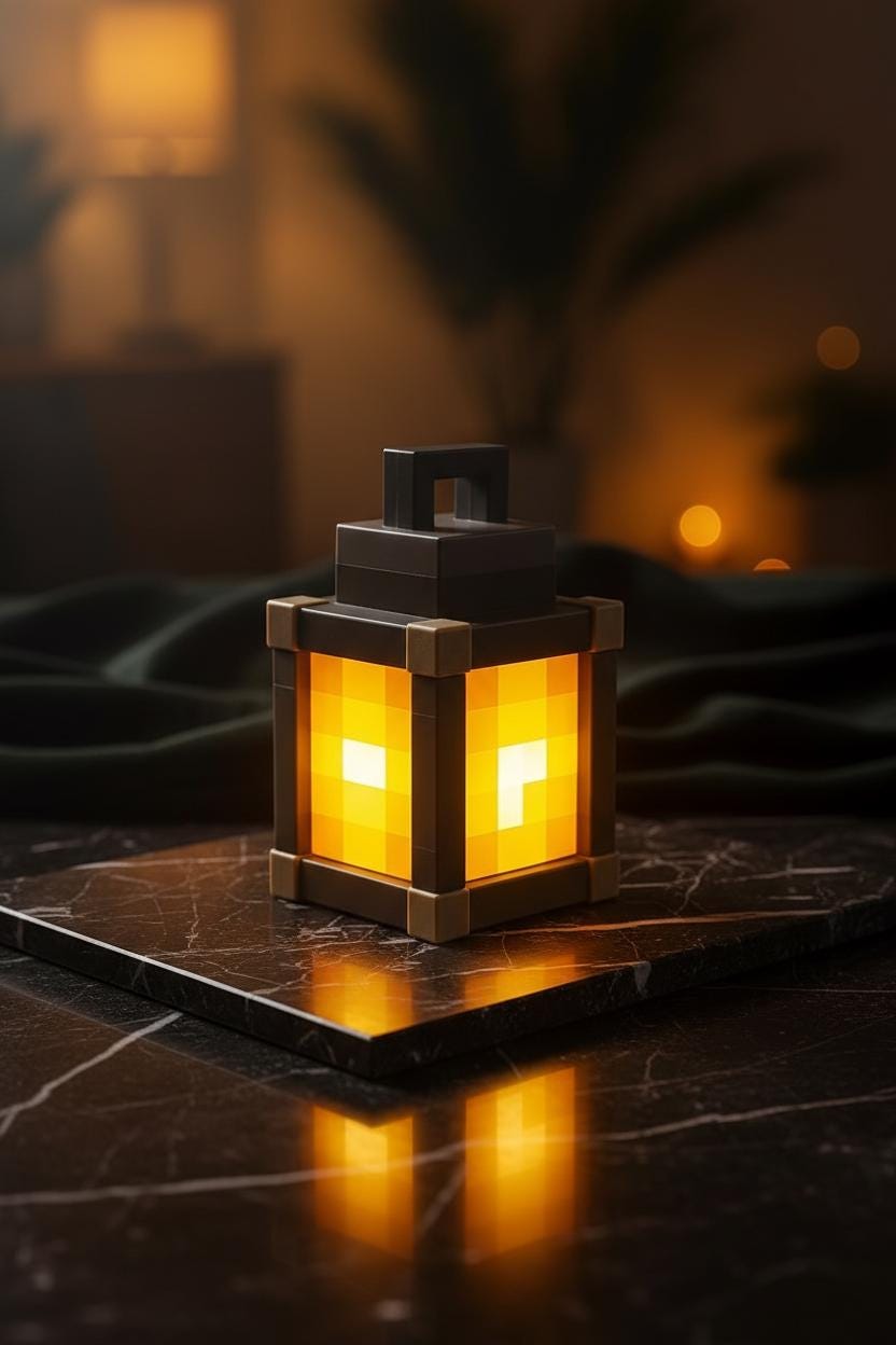 Minecraft Lantern LED Lamp Pixel Art Gaming Night Light 16 Color
