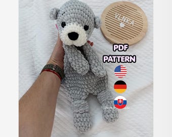 Otter Lovey Crochet Pattern, PDF, Snuggler, Comforter, Amigurumi Toy, Plushie (ENG,DE,Sk)