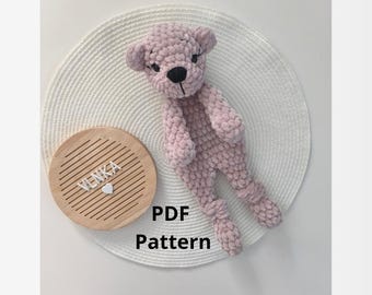 Mini Bear Lovey Crochet Pattern, PDF, Snuggler, Comforter, Amigurumi Toy, Plushie (ENG,SK)