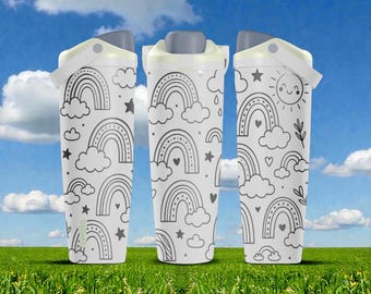 Rainbow Owala Sway Bottle – 30oz 40oz – Cute Rainbow Water Bottle – Happy Aesthetic Drinkware
