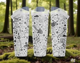 Graverad svamp-Owala Sway-flaska – 940 ml 114 ml – Skogsvattenflaska – Cottagecore presentidé ⸻