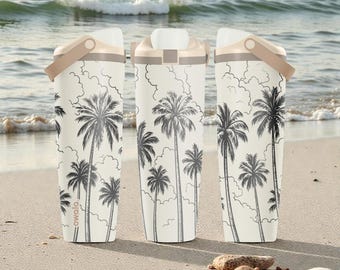 Engraved Palm Tree Owala Sway Bottle – 30oz 40oz – Tropical Water Bottle – Beachy Summer Gift