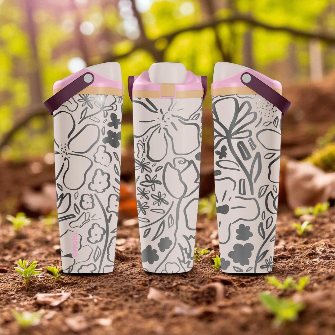Engraved Floral Owala Sway Bottle – 30oz 40oz – Daybreak Pink