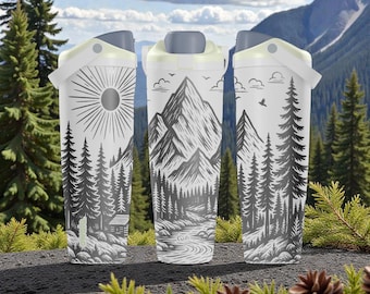 Botella Owala Sway con grabado de montaña (30 oz y 40 oz) - Botella de agua natural - Regalo para aventuras al aire libre