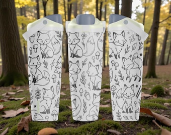 Engraved Fox Owala Sway Bottle – 30oz 40oz – Woodland Fox Pattern – Cute Nature Gift