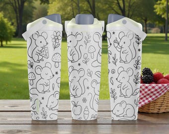 Engraved Cute Mouse Owala Sway Bottle – 30oz 40oz – Woodland Animal Water Bottle – Cozy Cottagecore Gift