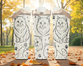 Bicchiere Owala Sway con incisione a forma di gatto persiano – Regalo autunnale per gattini soffici – Bottiglia d'acqua da 30 oz e 40 oz per mamma di gatti