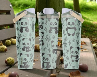 Engraved Panda Bear Owala Sway Bottle – 30oz 40oz – Eucalyptus – Cute Bamboo Forest Design