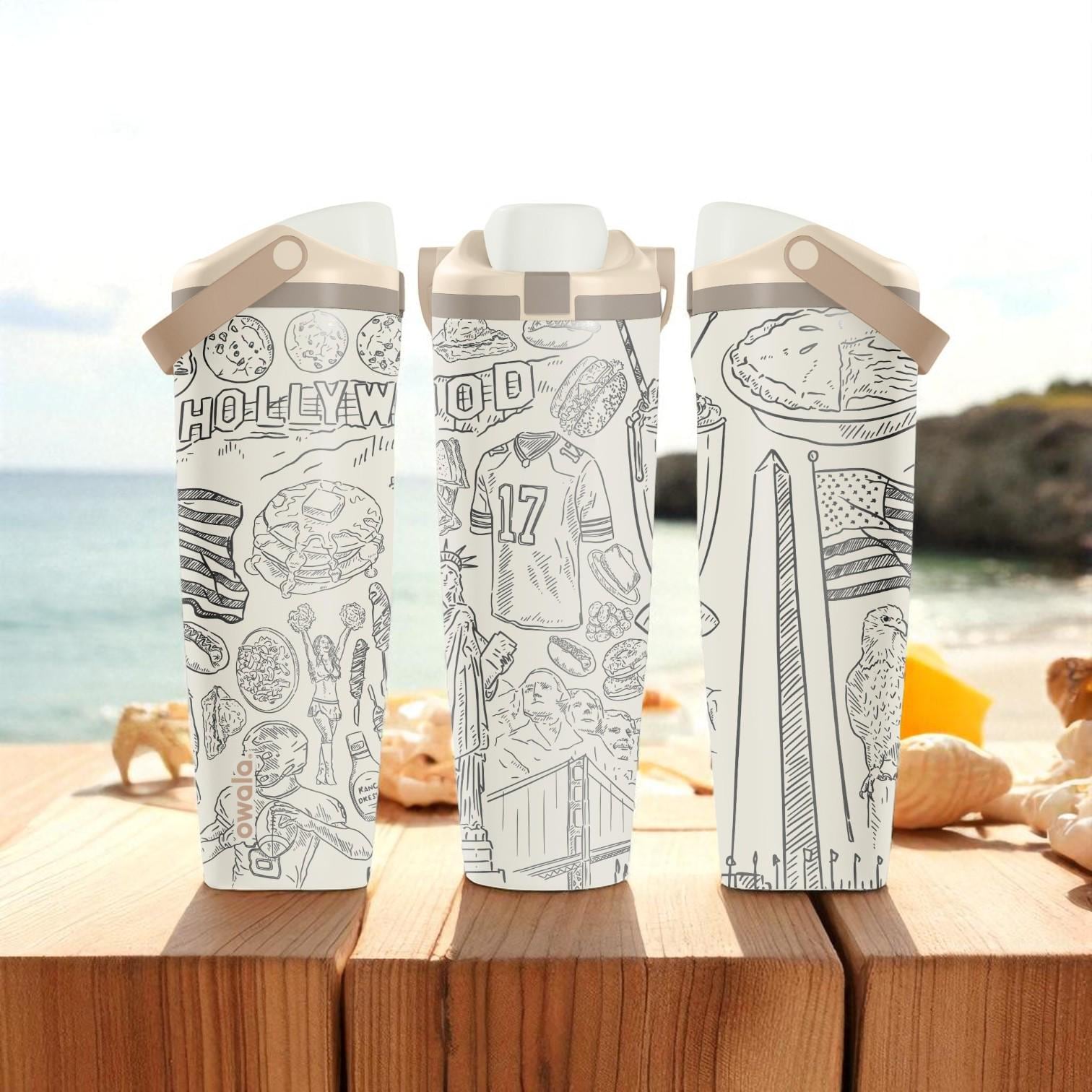 USA Icons Engraved Owala Sway Bottle – Patriotic American Design