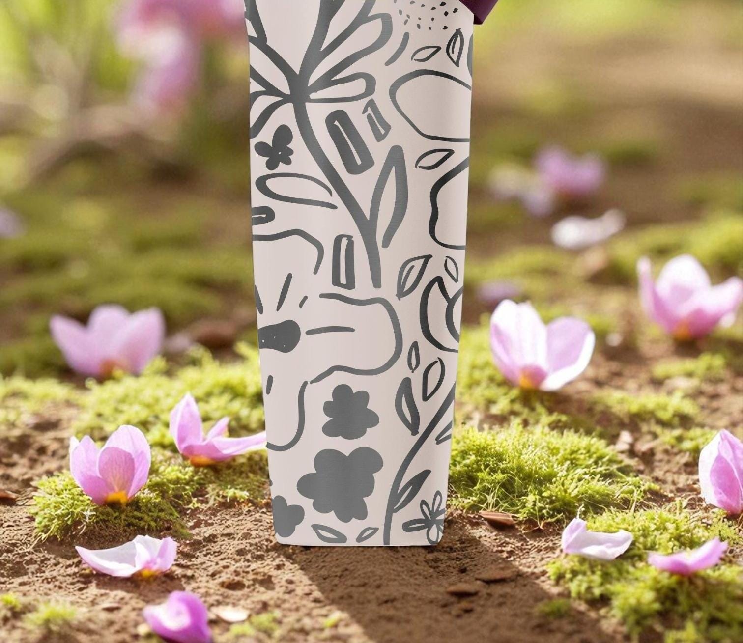 Engraved Floral Owala Sway Bottle – 30oz 40oz – Daybreak Pink