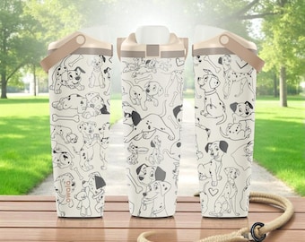 Bottiglia Owala Sway con incisione di cani dalmata – Design a forma di cucciolo – Acciaio inossidabile da 30 oz e 40 oz